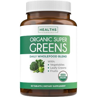 Organic Super Greens Tablets, Complete Superfood Supplement for Super Antioxidants, Energy, Gut Health, and Immune Support, Health's Harmony, 60ct | Target