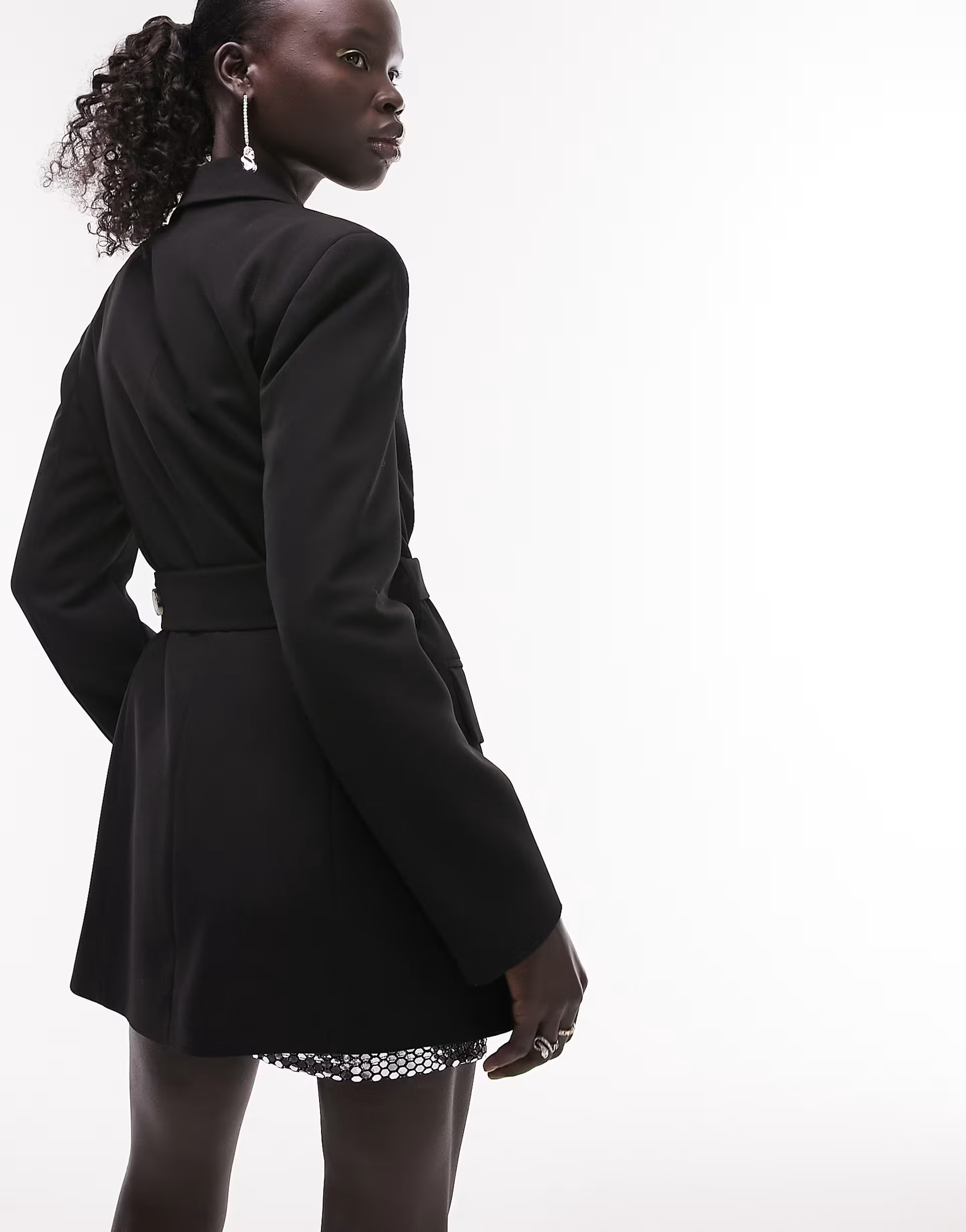 Topshop Tailored Petite belted blazer in black | ASOS (Global)