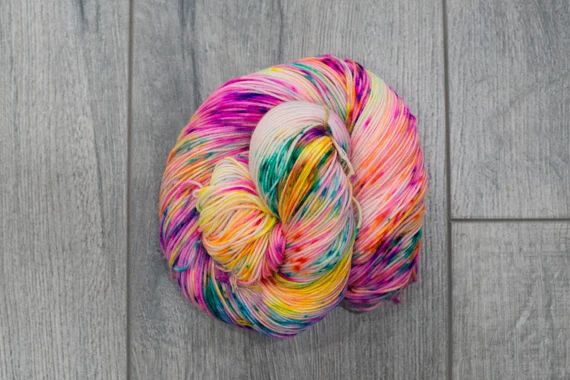 Speckled Yarn. Hand-dyed yarn. Neon Yarn. 4 Ply Sock Yarn. 80/20 Superwash Merino/Nylon Sock Yarn... | Etsy (US)