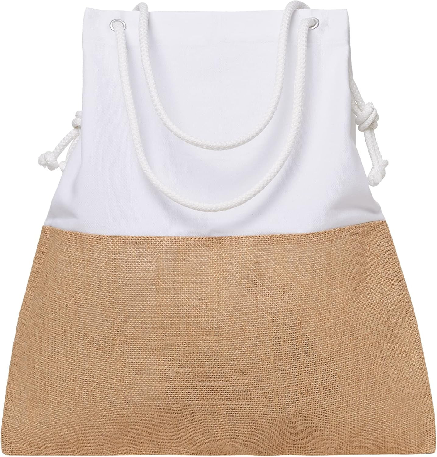 SRIVILAI Large Shoulder Beach Bag, Stylish Two Tone Woven Natural Jute and Canvas Boho Tote Bag, ... | Amazon (US)