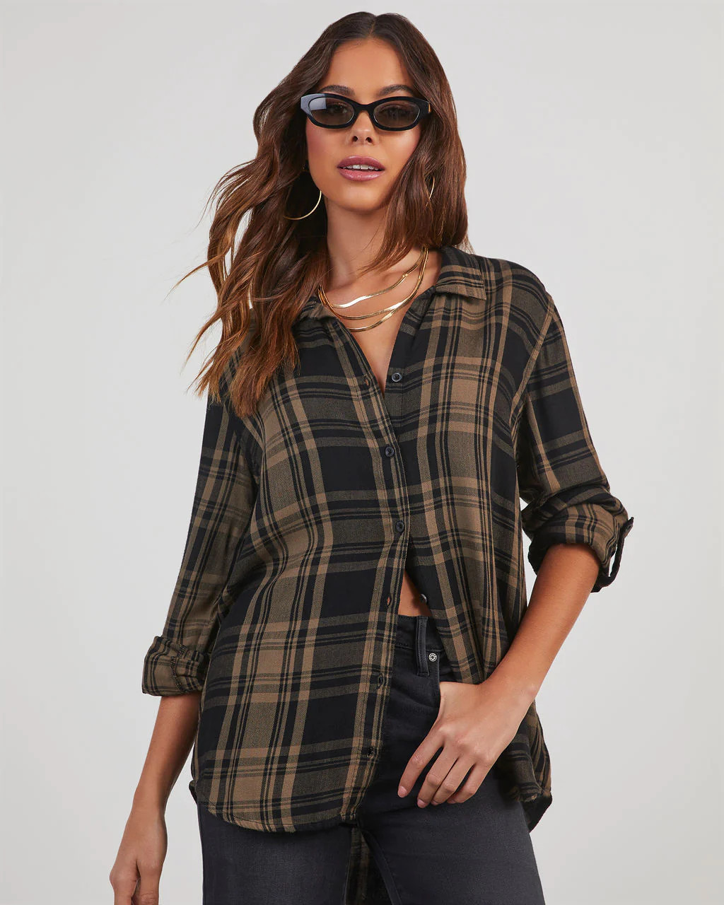 Seattle Plaid Button Down Top | VICI