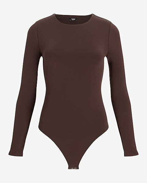Body Contour Double Layer Crew Neck Thong Bodysuit | Express