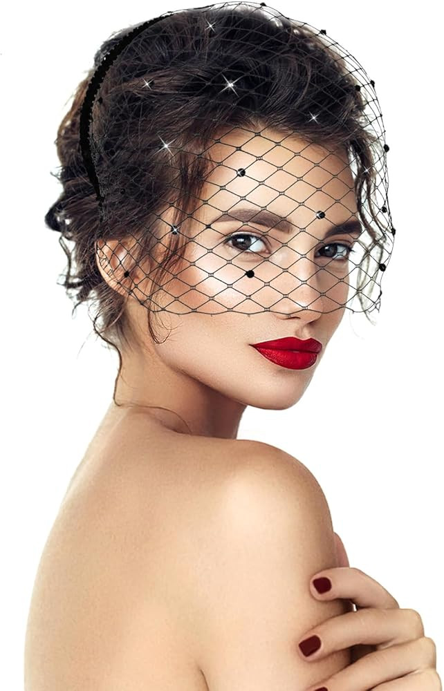 Jansun Black Veil Mesh Veil Headband 1920s Headpiece Birdcage Veil Bridal Wedding Tea Party Fasci... | Amazon (US)