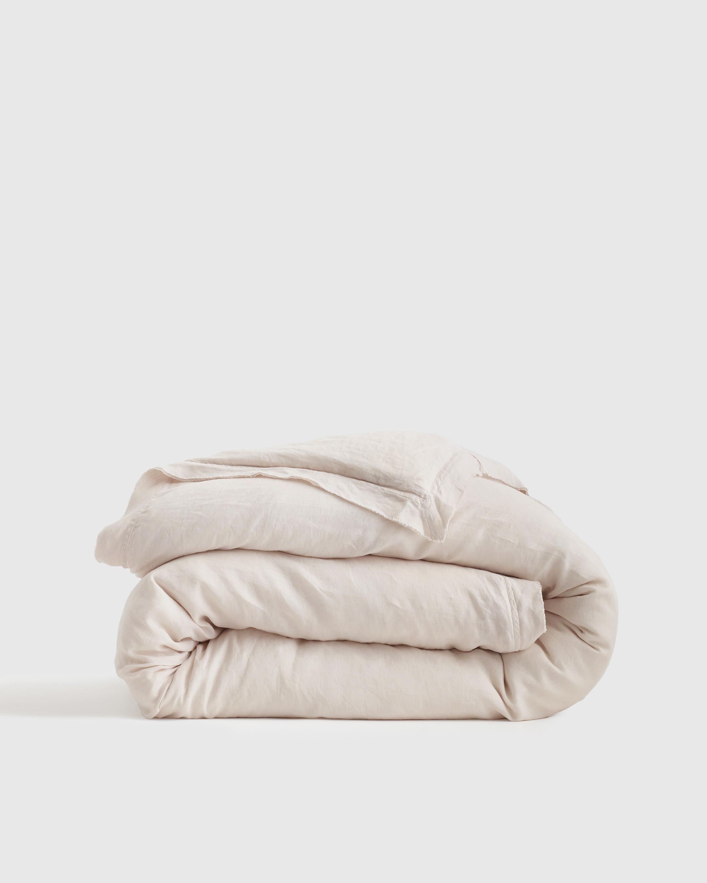 Quince | European Linen Double Flange Duvet Cover in Sand, Size Twin | Quince