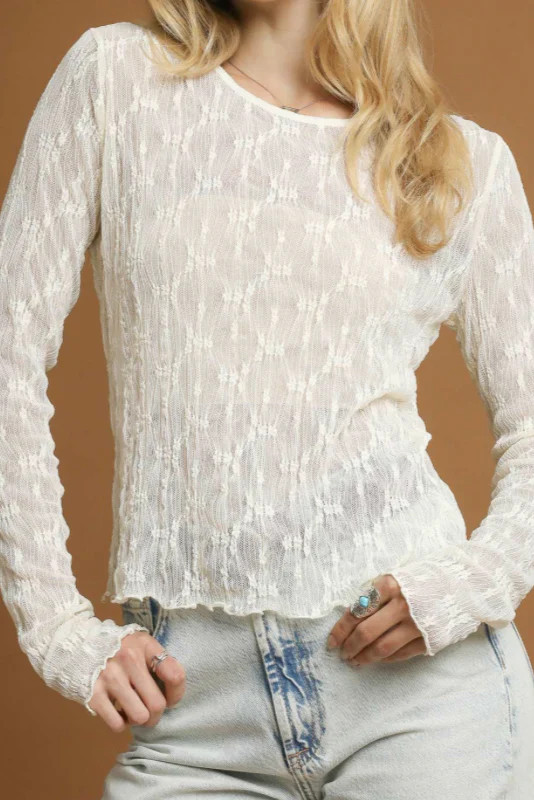 Zola Lace Textured Long Sleeve Top | MTT Collective