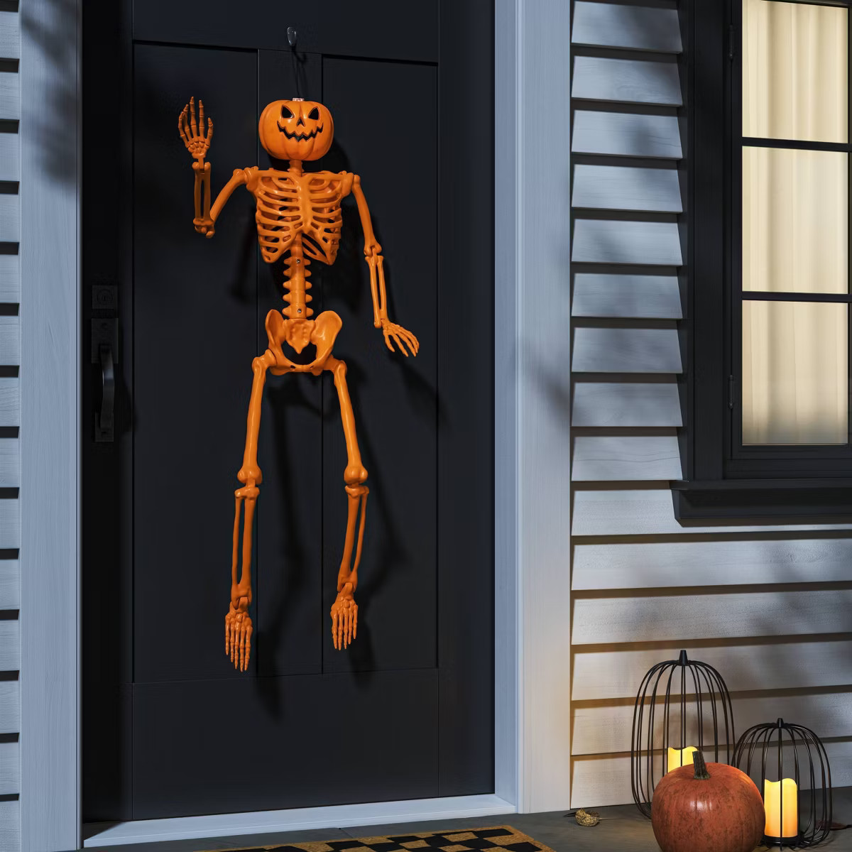 24" Poseable Pumpkin Head Skeleton Halloween Decorative Prop Orange - Hyde and EEK! Boutique™ | Target