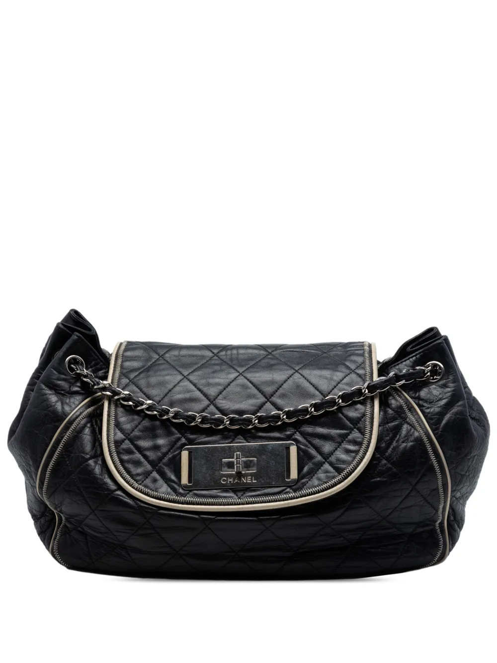 CHANEL Pre-Owned 2008-2009 Quilted Lambskin East West Mademoiselle Accordion Flap shoulder bag - Black | Farfetch Global