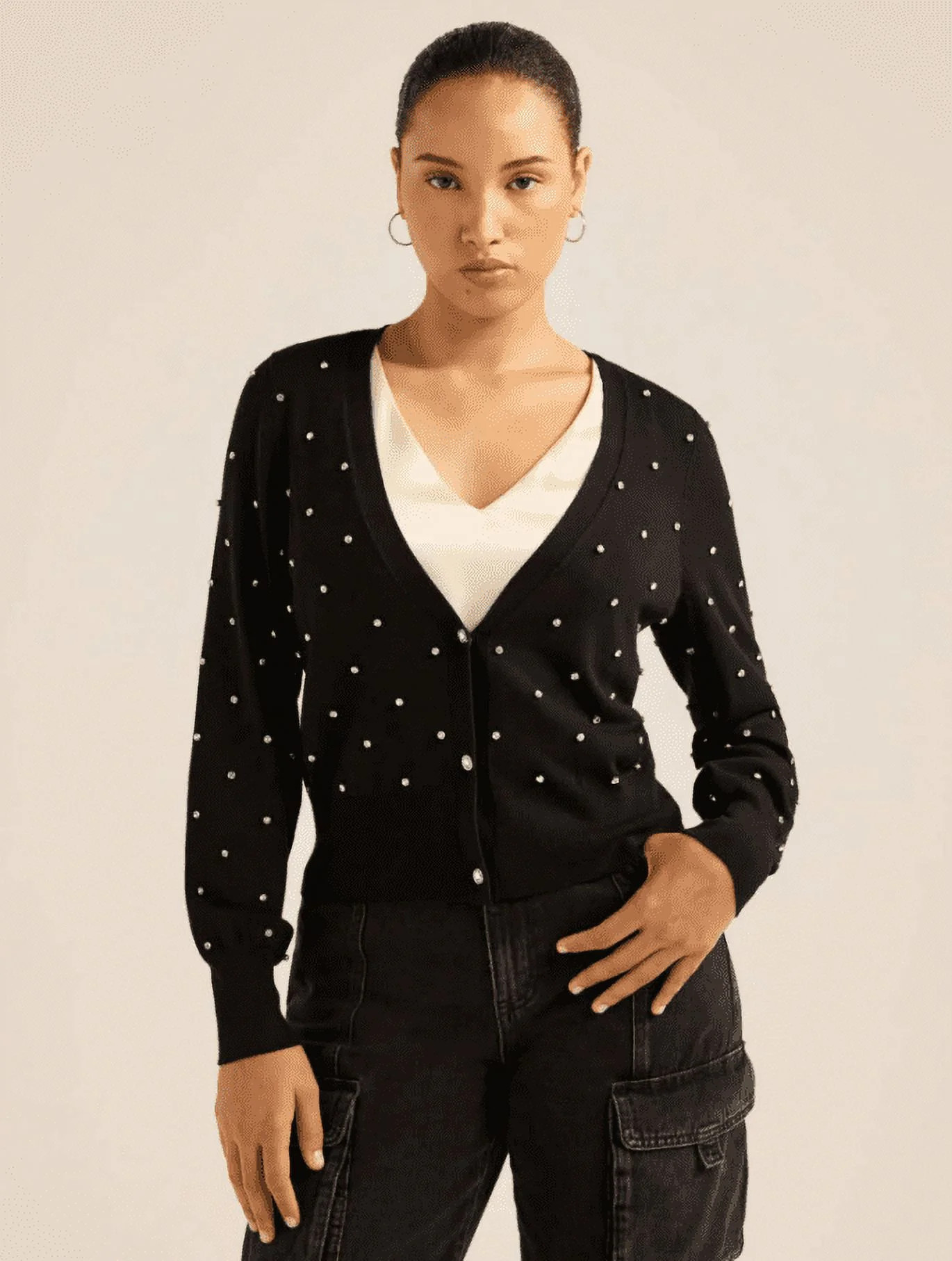 Scoop Women’s Rhinestone Cardigan Sweater, Lightweight, Sizes XS-4X | Walmart (US)