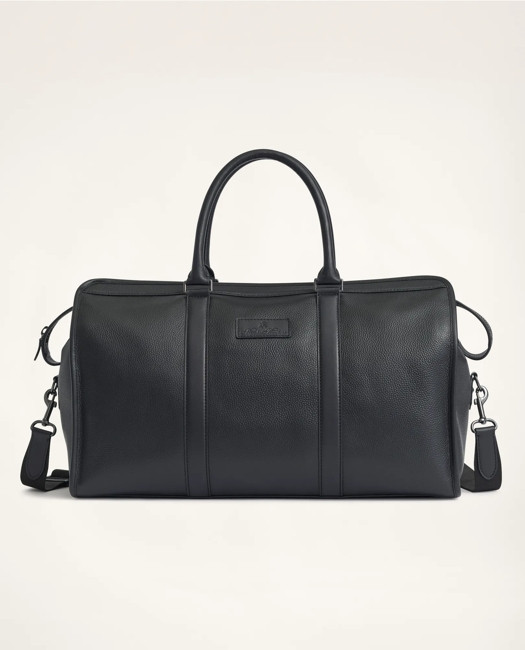 Brooks Brothers Men's Pebbled Leather Duffel Bag | Black | Brooks Brothers