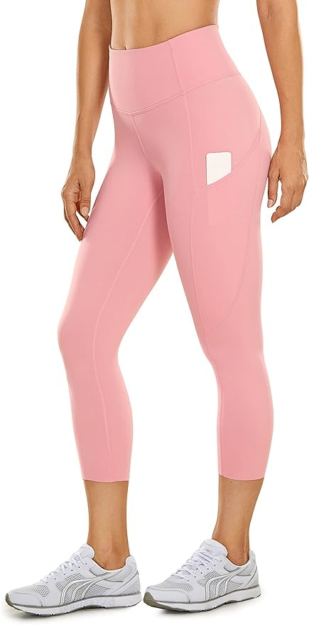 CRZ YOGA Women's Naked Feeling Workout Leggings 19" - High Waist Gym Capris Leggings with Pockets | Amazon (US)