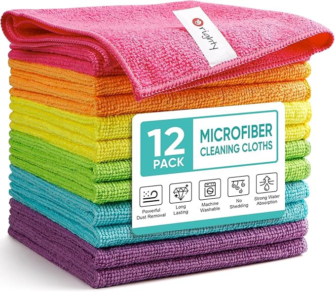 Orighty Microfiber Cleaning Cloth Pack of 12, Microfiber Towels for Cars, Highly Absorbent Car Cl... | Amazon (US)