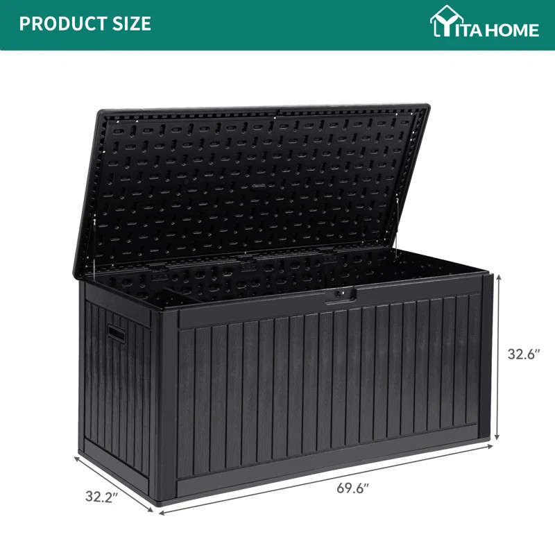 YITAHOME 260 Gallons Water Resistant Resin Lockable Deck Box | Wayfair North America