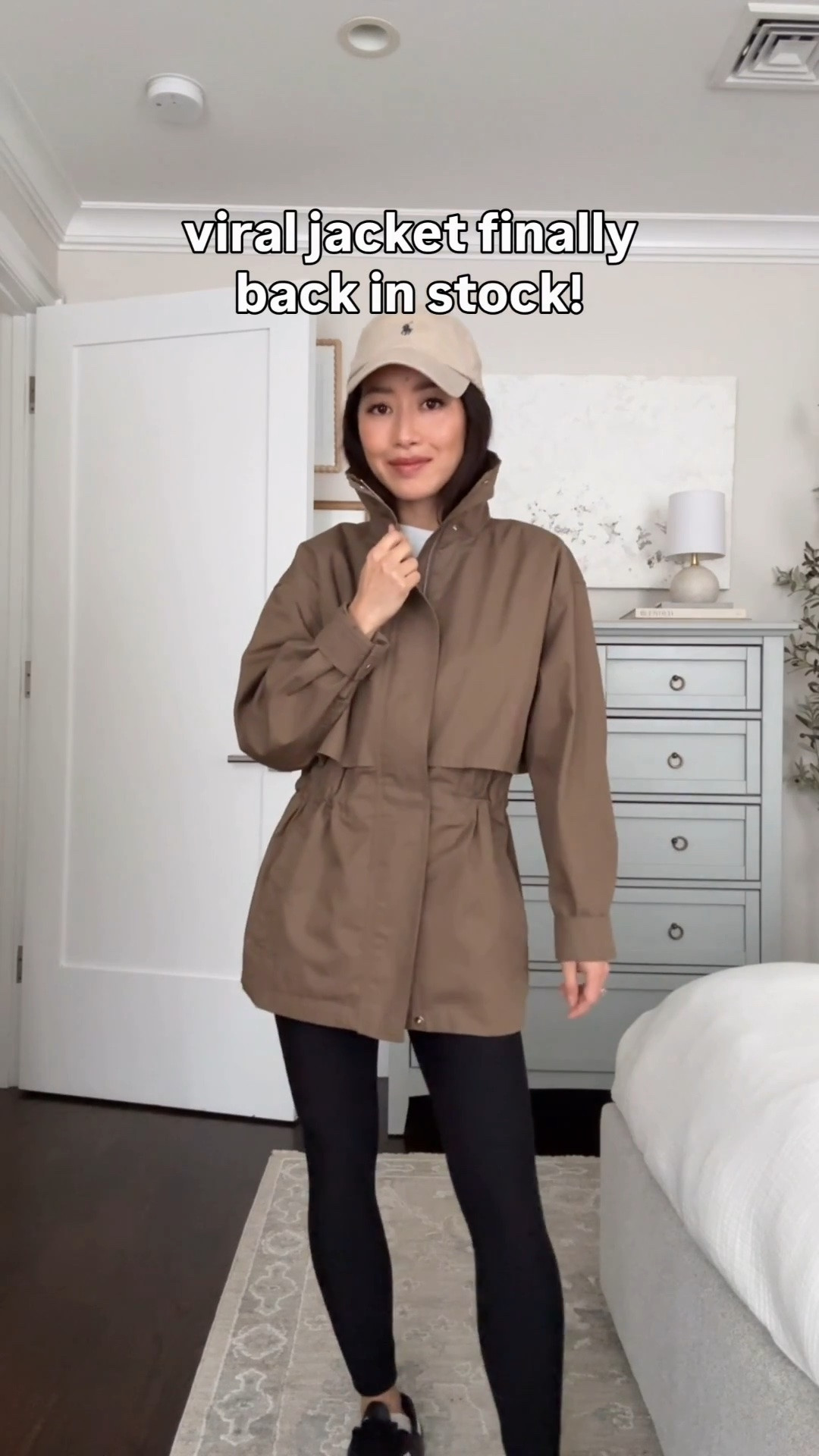 • Aritzia 100% cotton jacket size 2XS folio taupe, relaxed oversized fit on me, sleeves are folded up here. When you uncinch the waist it’s a wider fit in torso with room to layer. 
This is so cute with jeans or leggings and sold out fast in spring. 
• Abercrombie leggings xs short, I size up on most leggings so it’s not too snug. 
• Aritzia white cotton tee 2XS, thicker soft and not see thru 
• Polo hat 
• Heaven Mayhem earrings 
• adidas sneakers 5 
 
Easy mom outfit, petite friendly knee high boots, transitional fall outfit

#LTKPetite #LTKootd #LTKmomlife