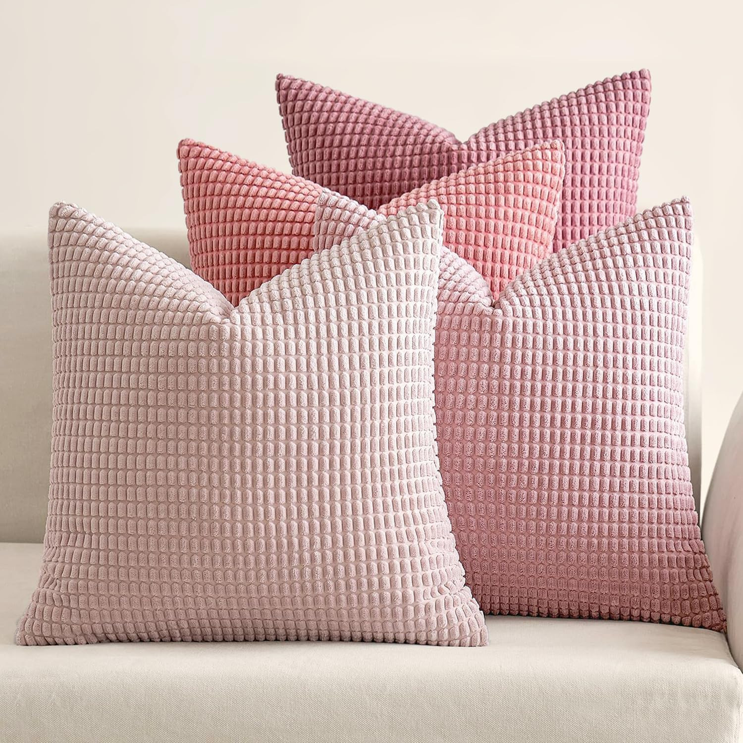 MIULEE Aesthetic Pink Home Decor Pillow Covers 18x18 Inch Set of 4 Romantic Sweet Soft Throw Pill... | Amazon (US)