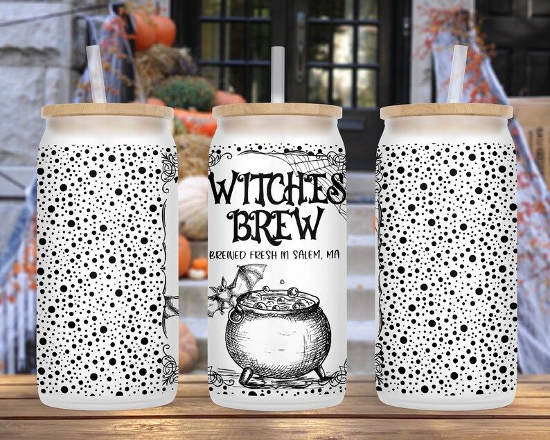 Iced Coffee Glass  Halloween Witches Brew Beer Can Glass  - Etsy | Etsy (US)