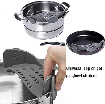 Clip-on Food Strainer Colander, V-Fyee Snap on Pots Pans and Bowls Strainer Draining Ground Beef ... | Amazon (CA)