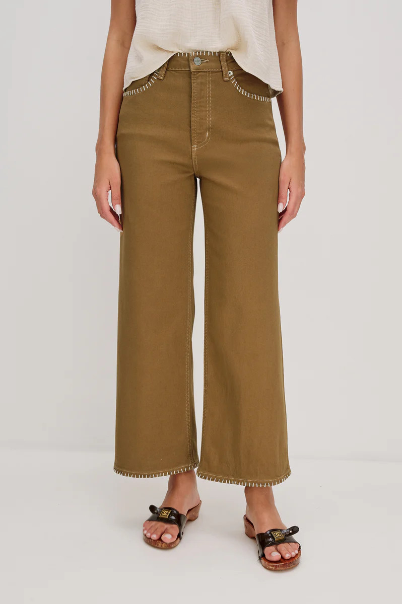 GETTY CROP WIDE LEG - SAFARI EMBROIDERED | Rails