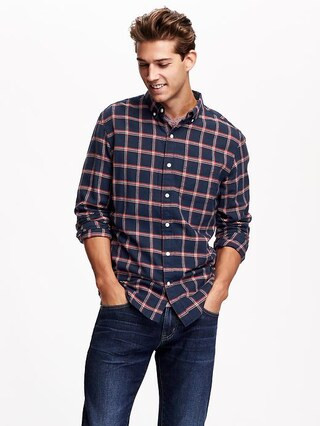 Old Navy Slim Fit Plaid Flannel Shirt Size XXL Big - Blue | Old Navy US