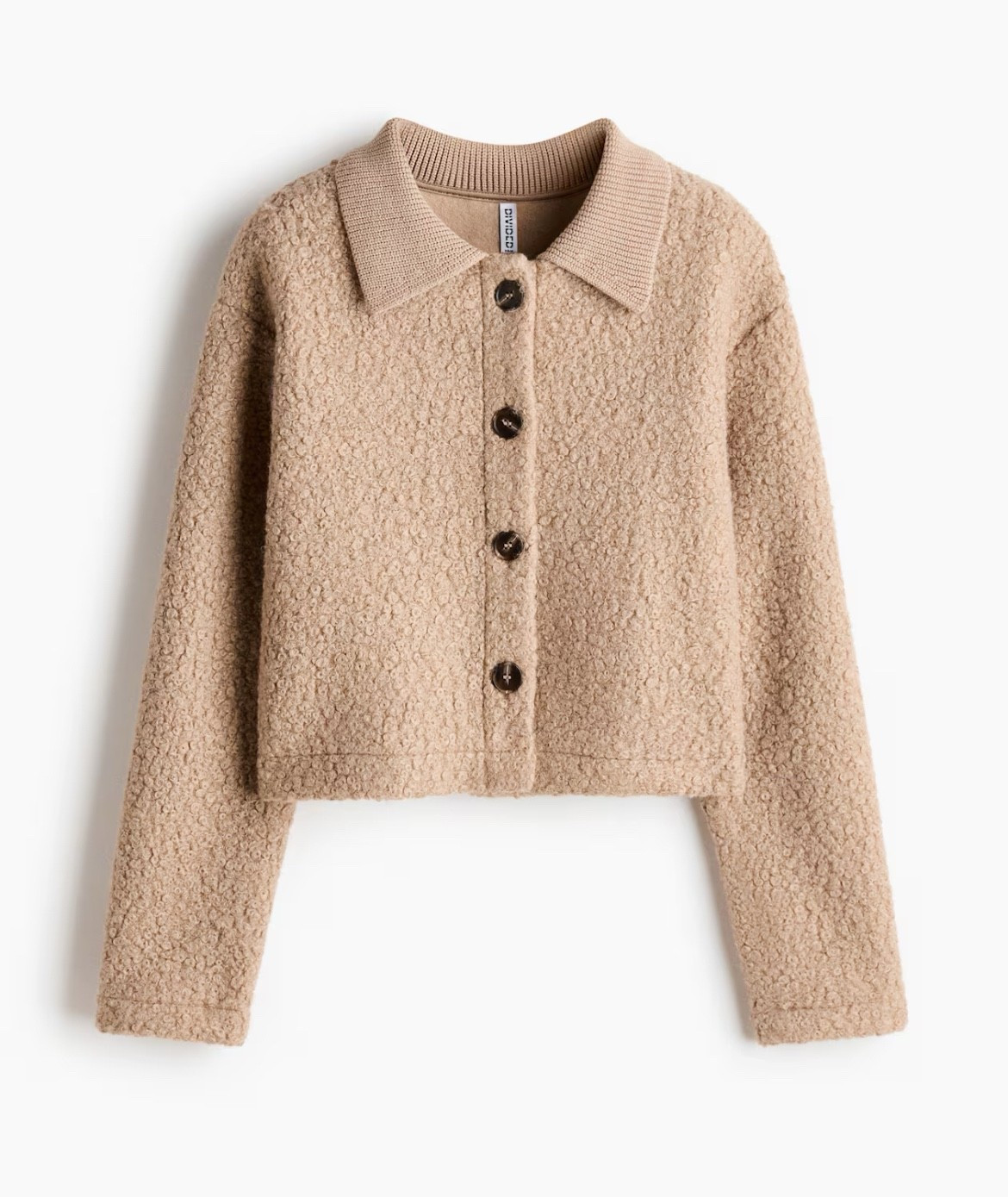 Tan boucle fleece collared cardigan 

#LTKFindsUnder50 #LTKSeasonal