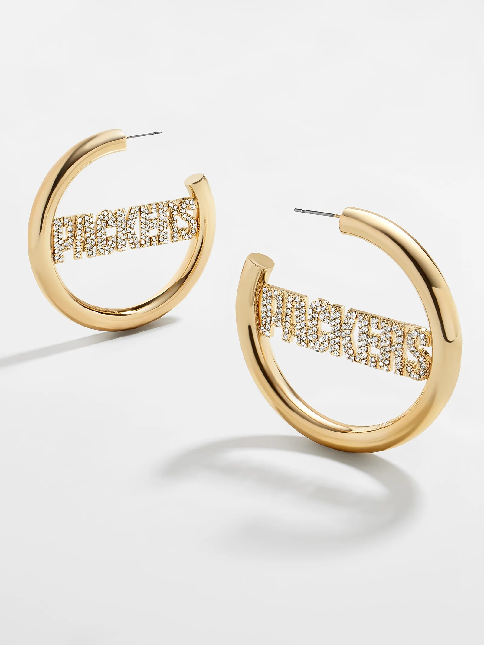 Green Bay Packers NFL Logo Gold Hoops - Green Bay Packers | BaubleBar (US)