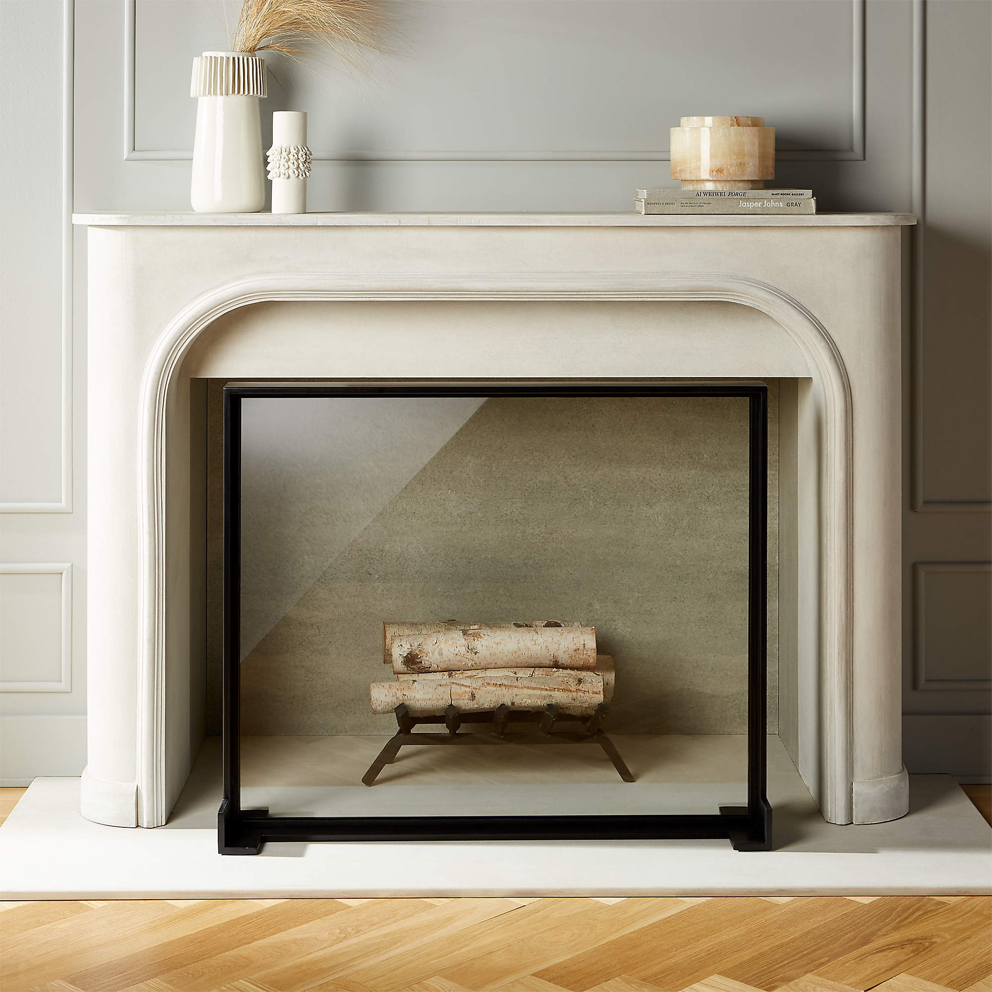 Ledge Glass Fireplace Screen + Reviews | CB2 | CB2