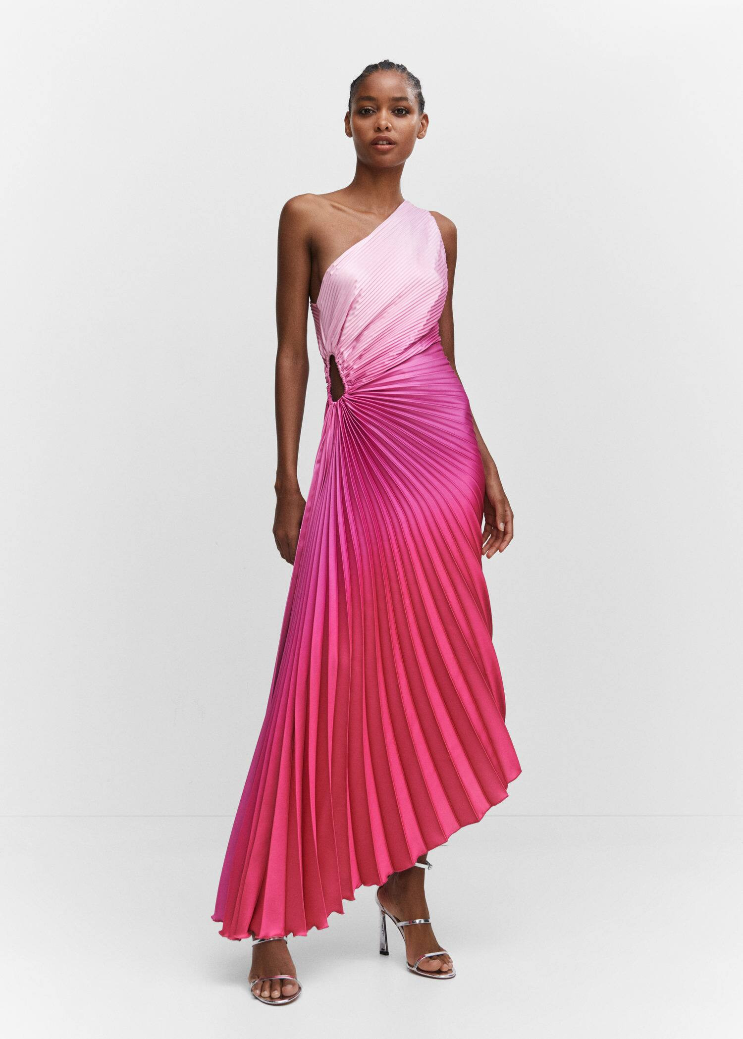 Asymmetrical pleated dress -  Women | Mango USA | MANGO (US)
