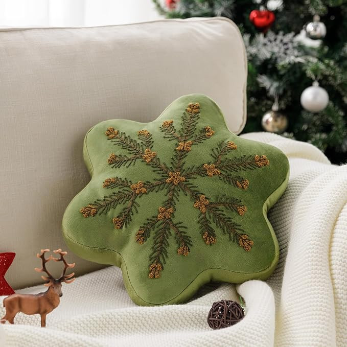 Ashler Christmas Snowflake Pillows, Snowflake Throw Pillow, Light Green Christmas Pillows, 15x15 ... | Amazon (US)