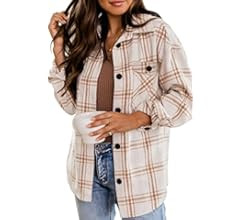 AUTOMET Womens Casual Plaid Shacket Wool Blend Button Down Long Sleeve Shirt Fall Jacket Shackets | Amazon (US)