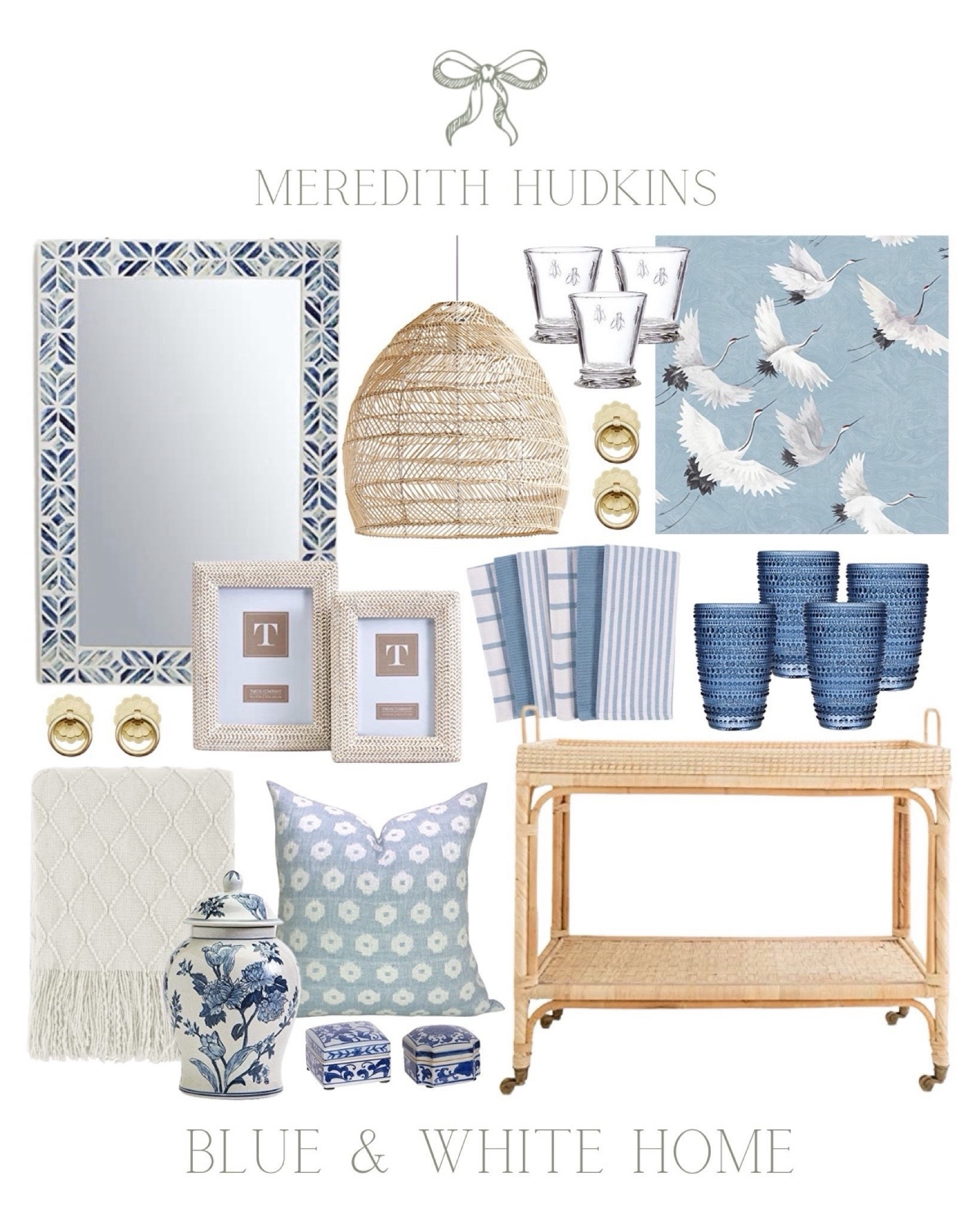 preppy, coastal, timeless, home decor, blue and white, bar cart, woven pendant, mirror, ginger jar, grandmillennial, wallpaper, throw blanket, pillow, blue pillow, pillow cover, picture frame, gold hardware#LTKunder50 

#LTKFindsUnder100 #LTKHome #LTKSaleAlert
