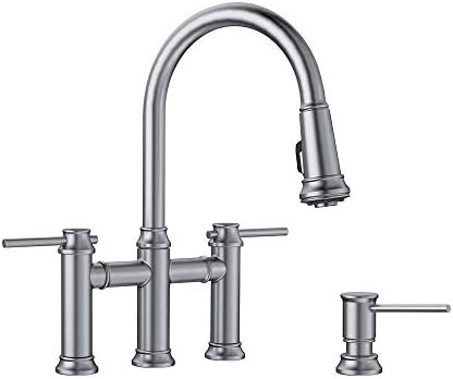 BLANCO KF-442505 Empressa Pull-Down Bridge Kitchen Faucet with Soap Dispenser, Stainless | Amazon (US)