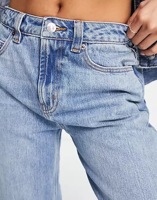 ASOS DESIGN Petite dad jeans in mid blue | ASOS (Global)