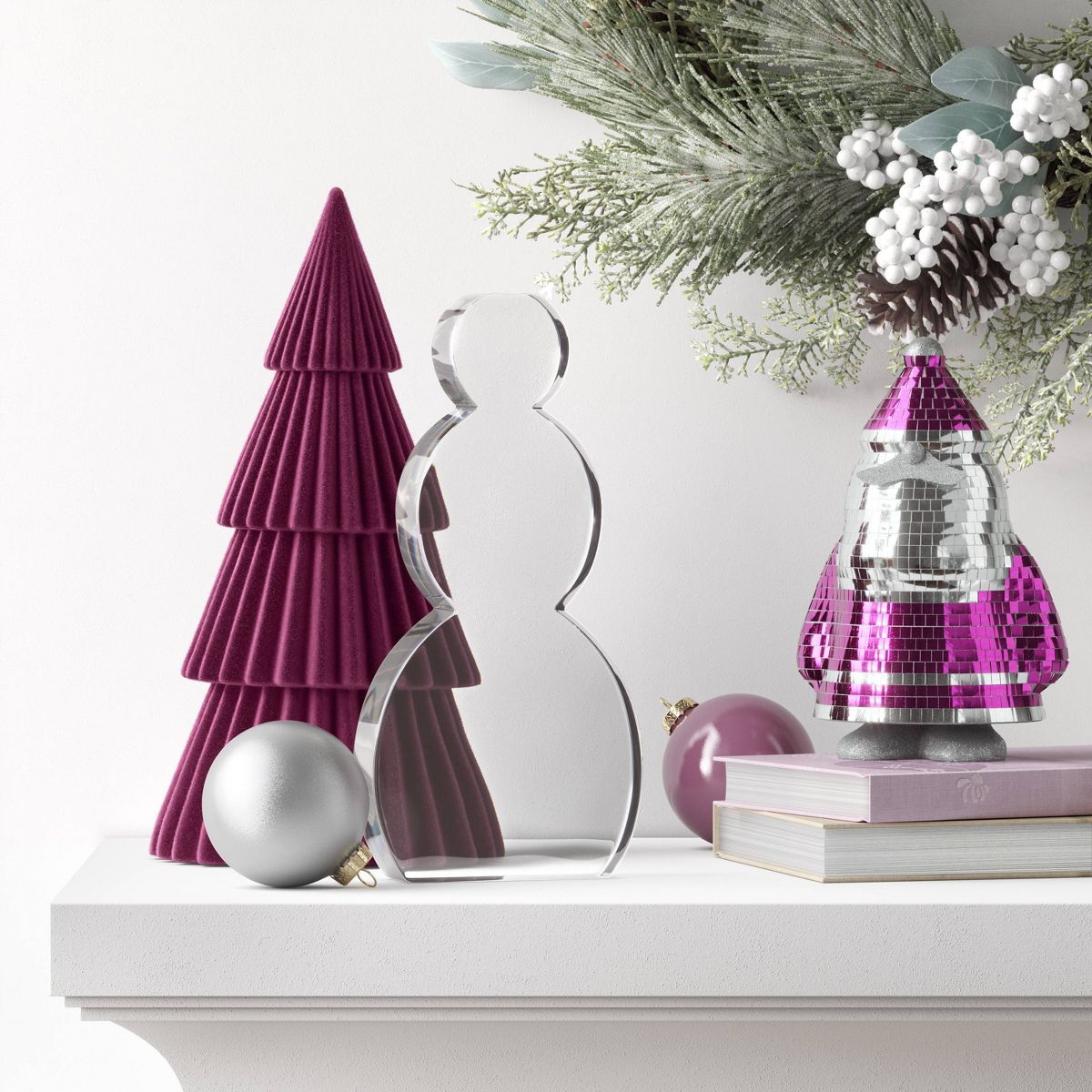 7" Mirrored Santa Figurine - Wondershop™ Silver/Pink | Target
