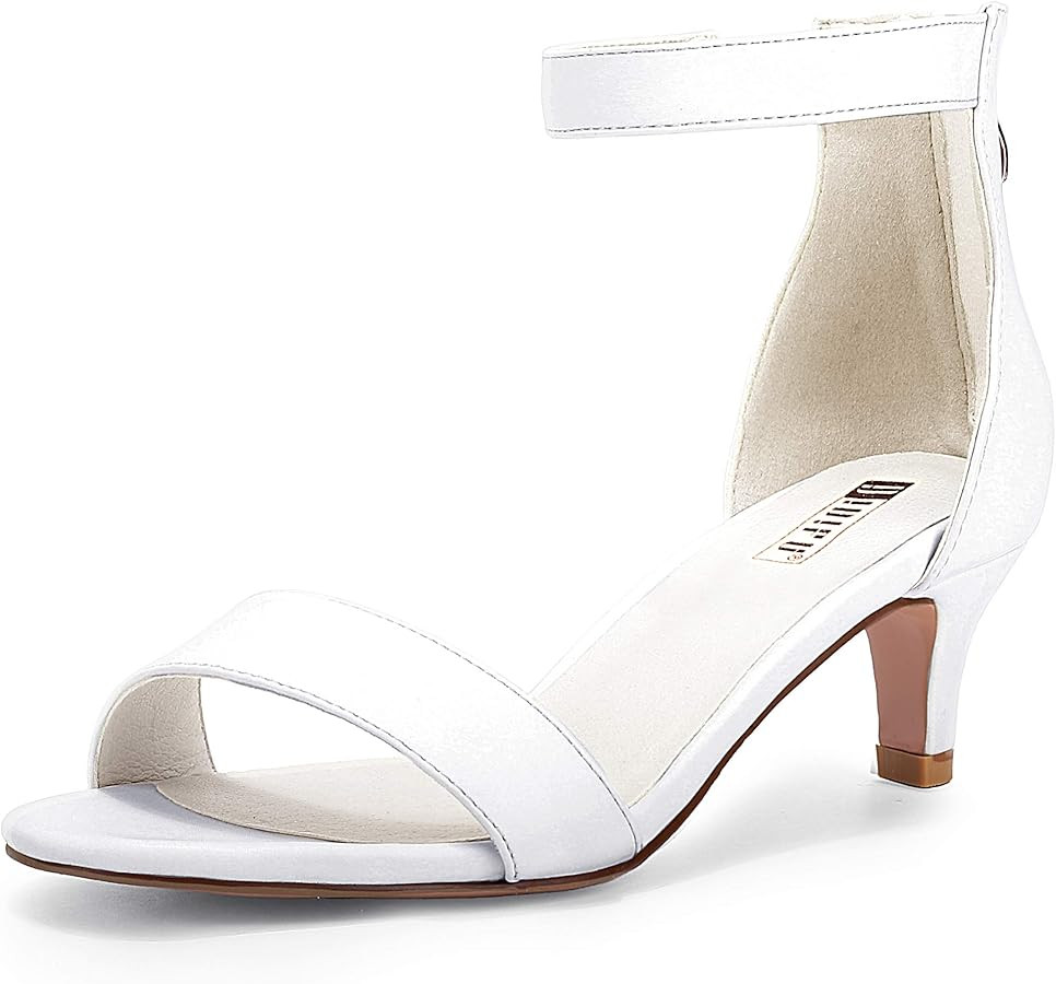 IDIFU Kitten Heels for Women IN2 Low Heels Open Toe Ankle Strap Heeled Sandals Wedding Bridal Eve... | Amazon (US)