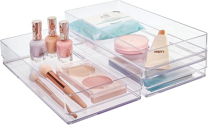 STORi SimpleSort 3-Piece Stackable Clear Drawer Organizer Set | 12" x 6" x 2" Rectangle Trays | W... | Amazon (US)