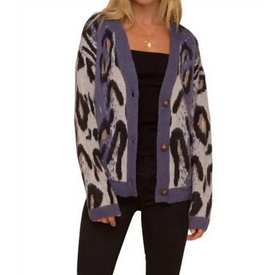 Women's LEOPARD JACQUARD CARDIGAN - Hem & Thread L | Target