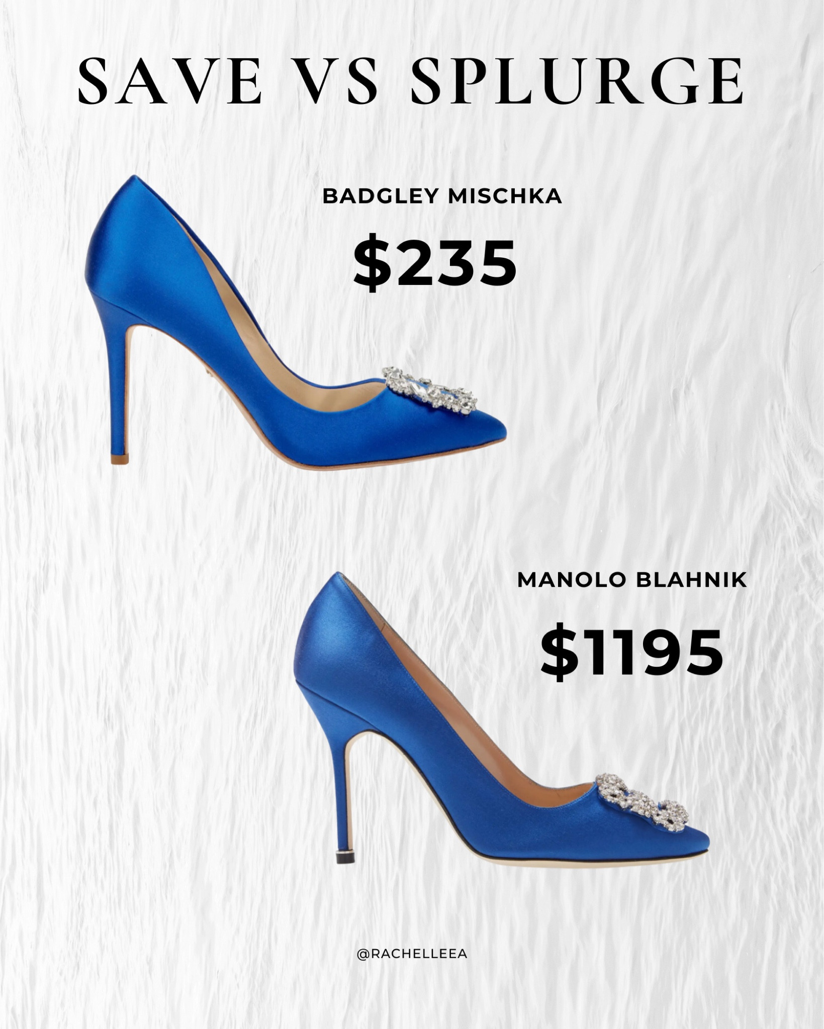 Save vs Splurge - blue satin Manolo Blahnik heels. Crystal buckle embellished pump.

#LTKFind #LTKstyletip #LTKshoecrush