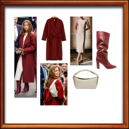 Princess Alexia wearing Sissy-boy coat, Rossi Laura 85 boots, Massimo dutti croissant bag, Sezane harena sweater dress 