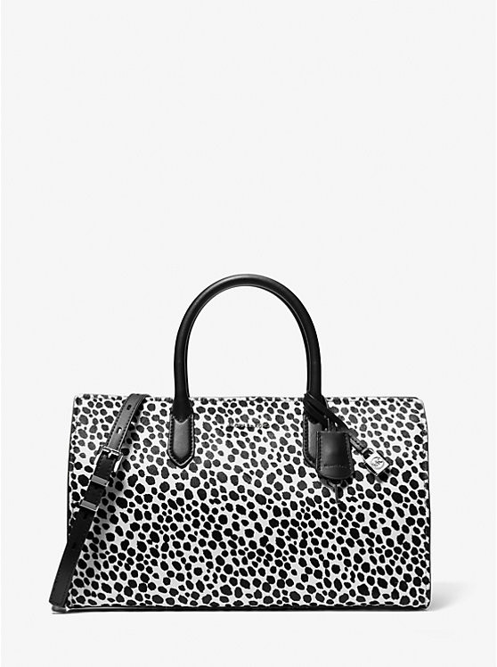 Scarlett Medium Cheetah Print Calf Hair Satchel | Michael Kors US
