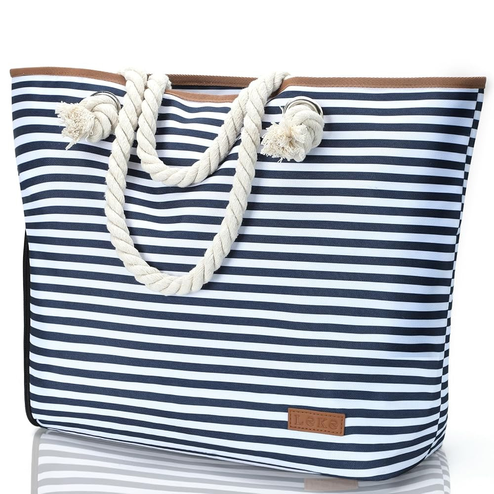 Lekesky Beach Bags for Women Large Waterproof Beach Tote Bags with Zipper Beach Bag Waterproof Sa... | Amazon (US)