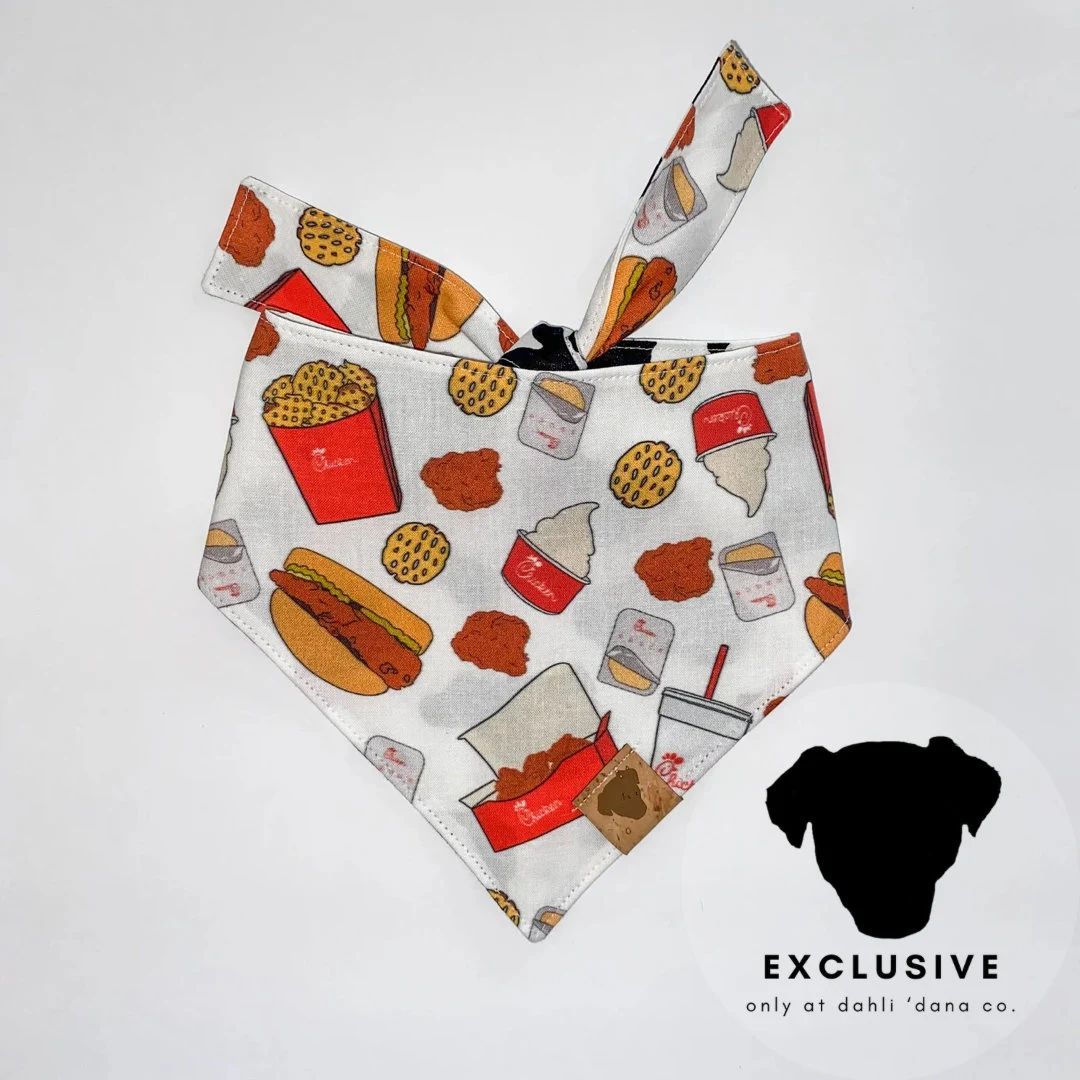 Eat More Chicken Reversible Tie on Pet Bandana - Etsy | Etsy (US)