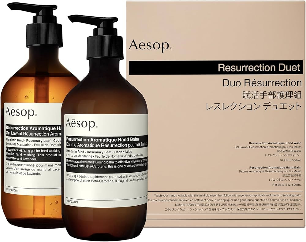 Aesop Resurrection Duet | Hand Wash + Hand Balm | Cleanse, Nourish and Soften Hands | 16.9 oz + 1... | Amazon (US)