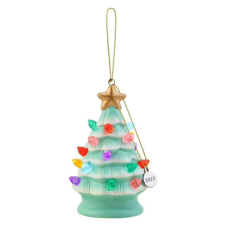 Mr. Christmas 4" Ceramic Nostalgic Tree Hanging Ornament Decoration, Green | Walmart (US)