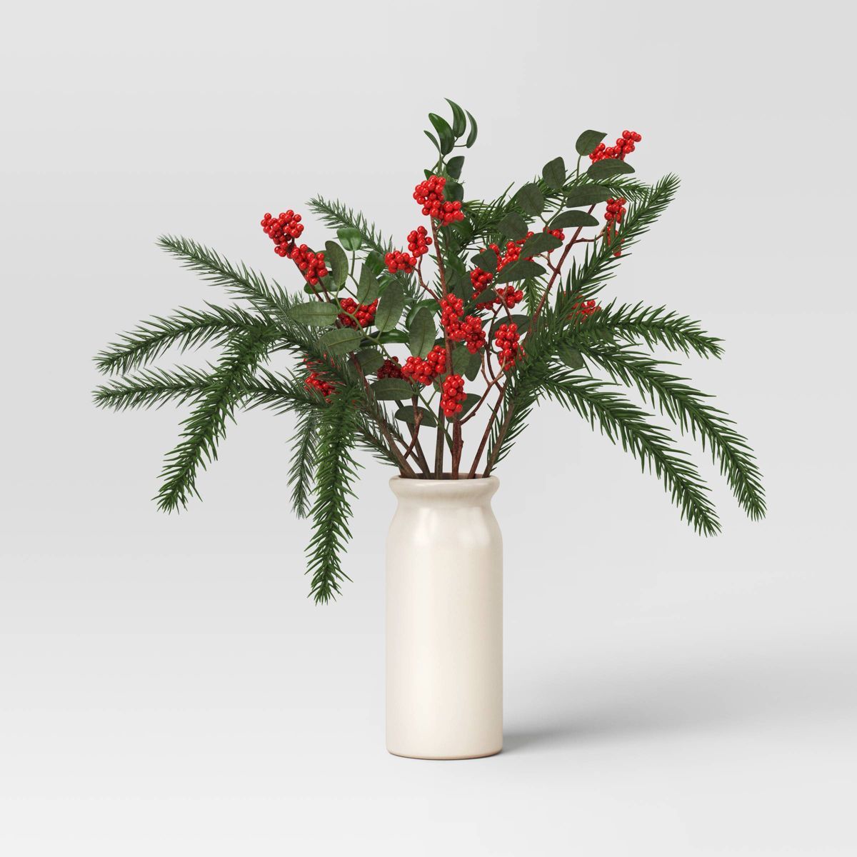Artificial Plant Large Mixed Greenery and Red Berries Arrangement - Threshold™ | Target
