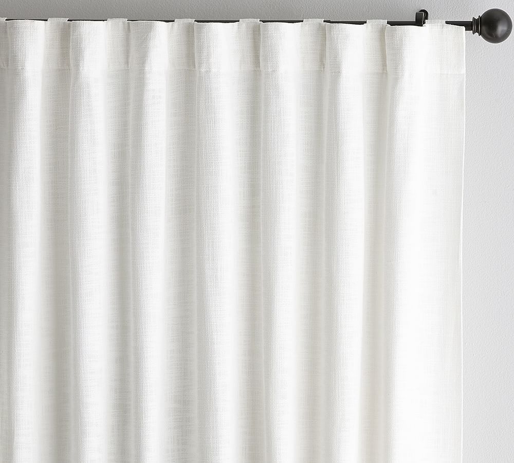 Seaton Textured Cotton Rod Pocket Curtain, 50 x 84"", White | Pottery Barn (US)