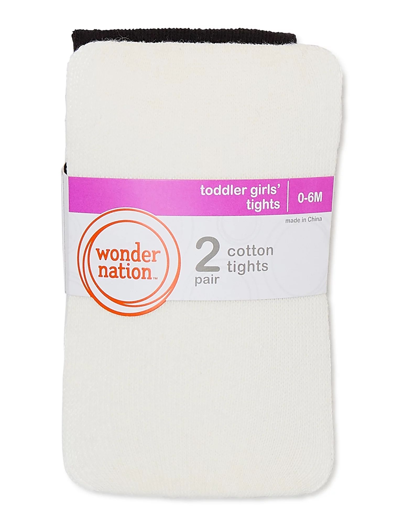 Wonder Nation Baby & Toddler Girls Flat Cotton Tights, 2 Pack, 0M-5T | Walmart (US)