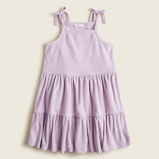 Girls' tie-shoulder tiered dress in towel terry | J. Crew US