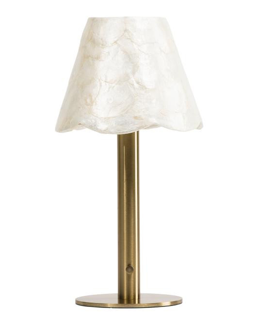 16in Capiz Shade Rechargeable Table Lamp | TJ Maxx