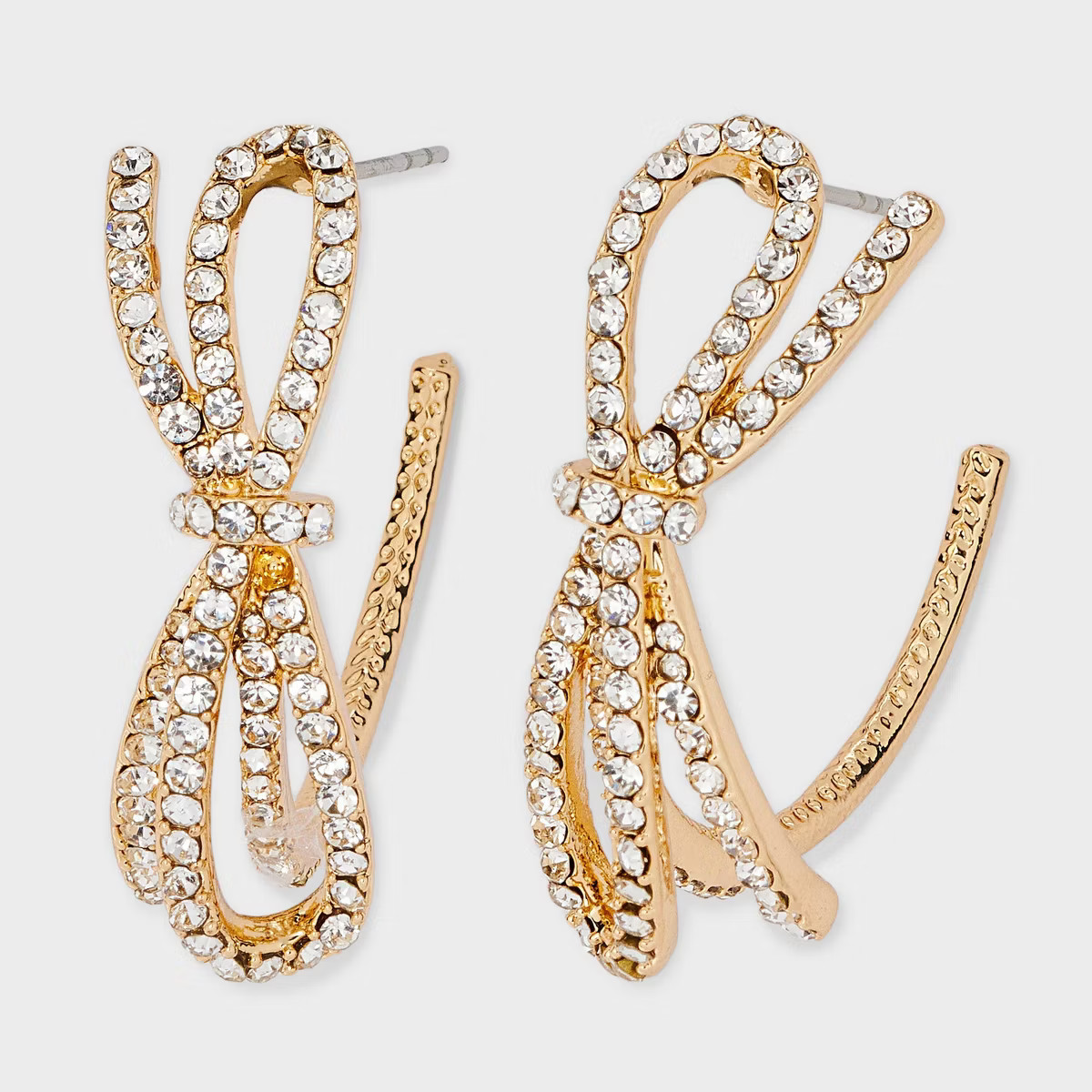 SUGARFIX by BaubleBar Crystal Bow Hoop Statement Earrings - Gold | Target