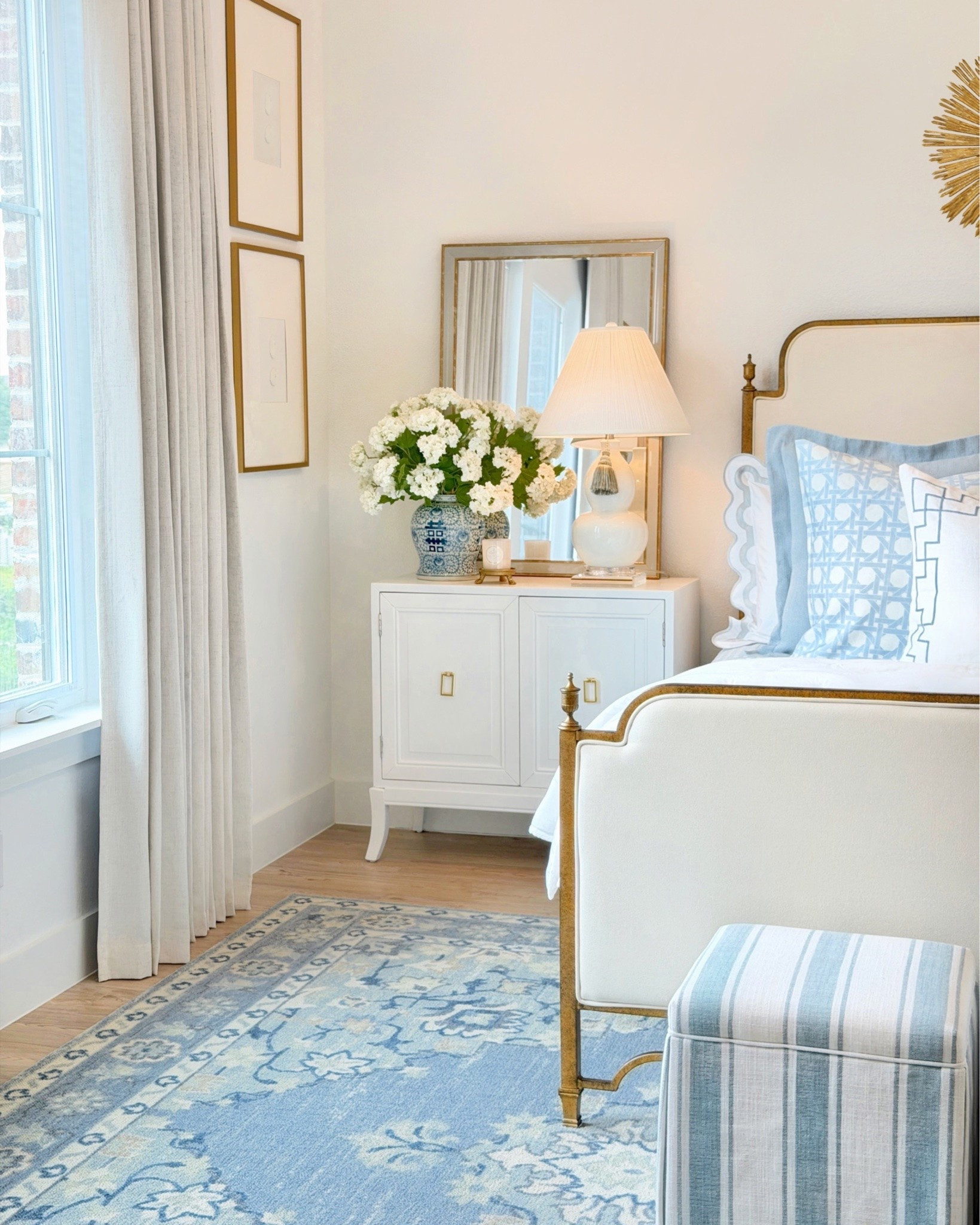 Amazon pinch pleat curtains 🙌 bedroom styling blue wool rug white nightstand decor French bed with gold bed frame intaglio ottoman traditional classic timeless decor

#LTKHome #LTKSaleAlert