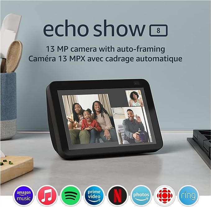 Echo Show 8 (2nd Gen, 2021 release) | HD smart display with Alexa and 13 MP camera | Charcoal | Amazon (CA)